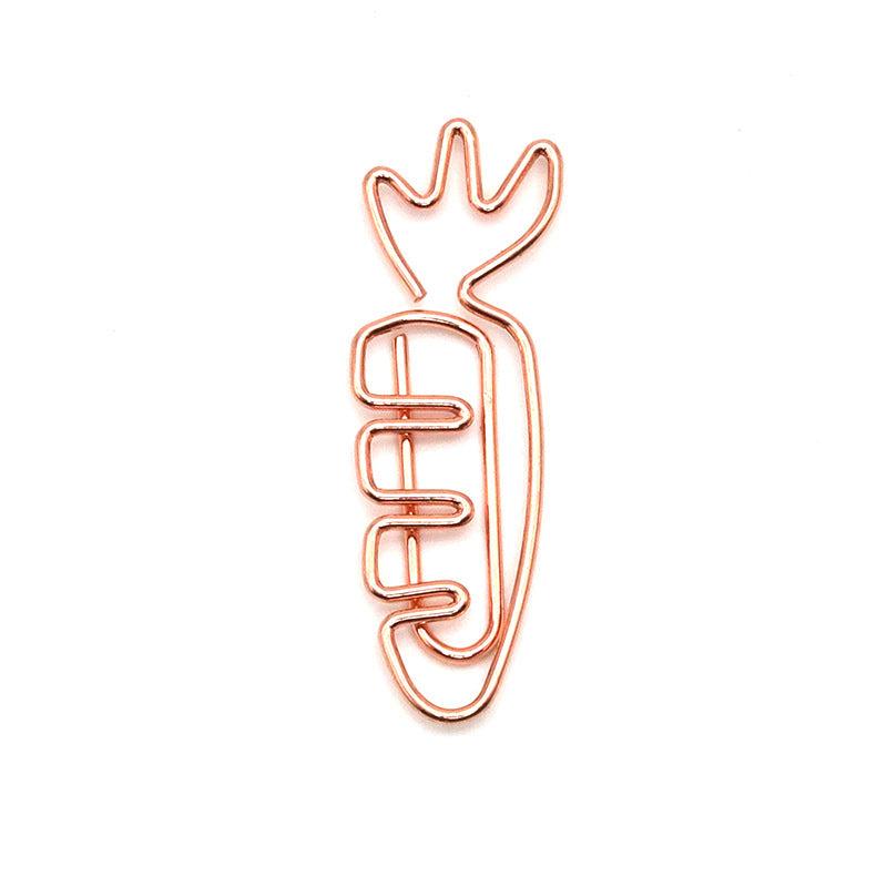 10pcs Cartoon Carrot Paper Clip - Creative Stationery Fruit Bookmark