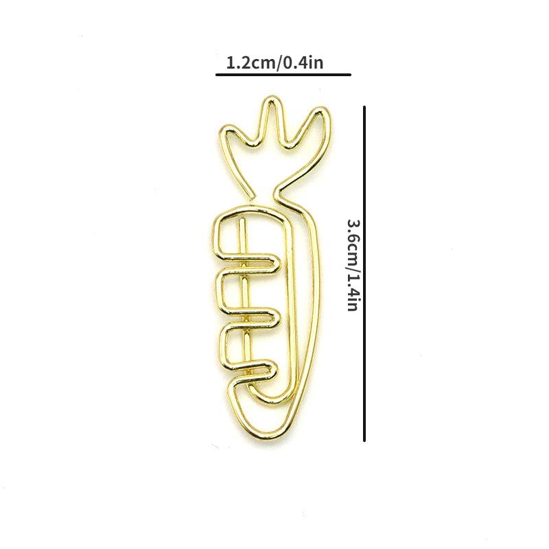 10pcs Cartoon Carrot Paper Clip - Creative Stationery Fruit Bookmark