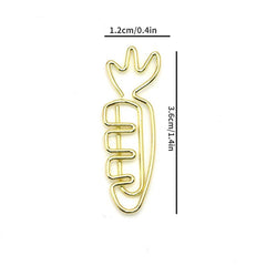 10pcs Cartoon Carrot Paper Clip - Creative Stationery Fruit Bookmark