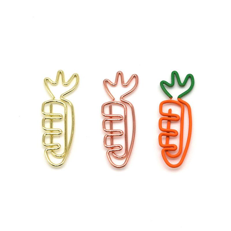 10pcs Cartoon Carrot Paper Clip - Creative Stationery Fruit Bookmark