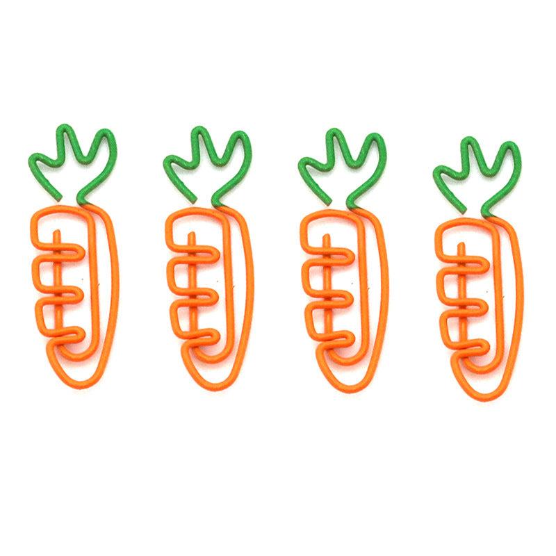 10pcs Cartoon Carrot Paper Clip - Creative Stationery Fruit Bookmark