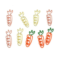 10pcs Cartoon Carrot Paper Clip - Creative Stationery Fruit Bookmark