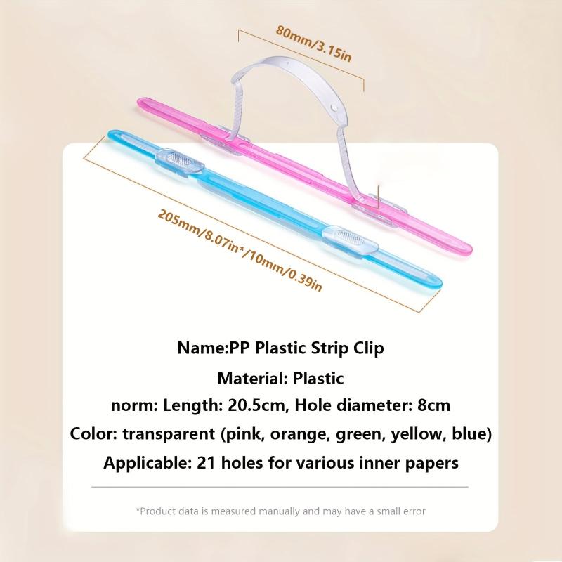 10pcs Plastic Clip Loose leaf Binder Office Stationery Transparent Strip