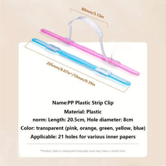 10pcs Plastic Clip Loose leaf Binder Office Stationery Transparent Strip