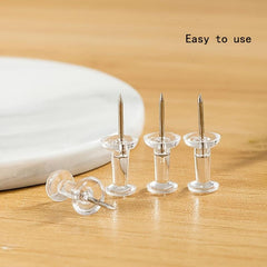 200pcs Transparent Press Pins Boxed for Office Map Photo Home Message Posts