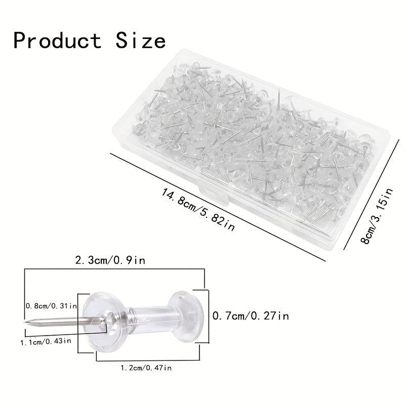 200pcs Transparent Press Pins Boxed for Office Map Photo Home Message Posts