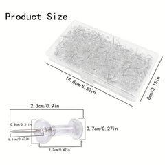 200pcs Transparent Press Pins Boxed for Office Map Photo Home Message Posts