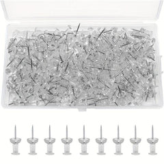 200pcs Transparent Press Pins Boxed for Office Map Photo Home Message Posts