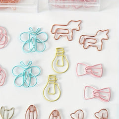 12Pcs Cartoon Metal Paper Clips Colorful Shaped Bookmarks Animal Shapes