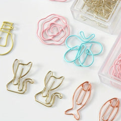 12Pcs Cartoon Metal Paper Clips Colorful Shaped Bookmarks Animal Shapes