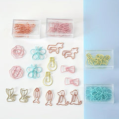 12Pcs Cartoon Metal Paper Clips Colorful Shaped Bookmarks Animal Shapes