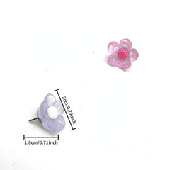 20pcs 3D Flower Pushpin Colorful Transparent Resin Cork Board Rose Flower