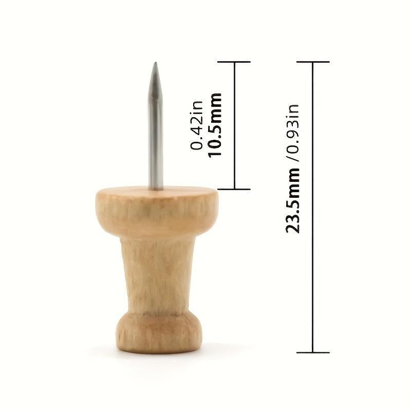 Wooden Push Pins Set, Creative Solid Wood Office Stationery