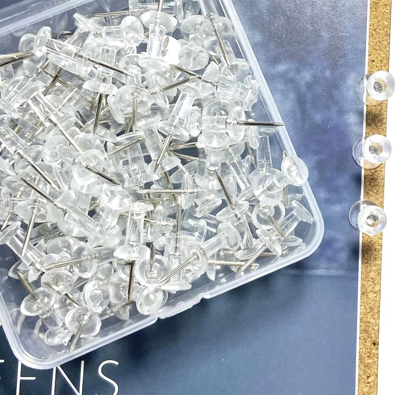 120 Clear Push Pins for Bulletin Board Thumb Tacks Wall Corkboard