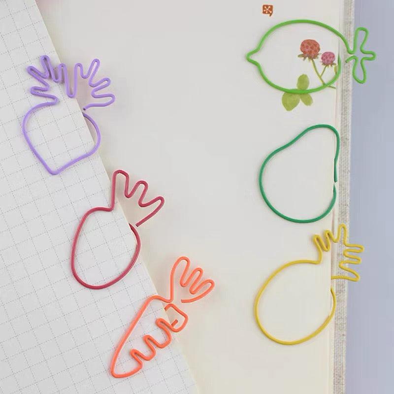 30pcs Vegetable & Fruit Shaped Paper Clips Bookmarks