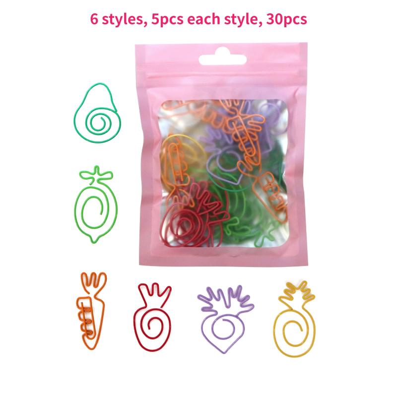 30pcs Vegetable & Fruit Shaped Paper Clips Bookmarks