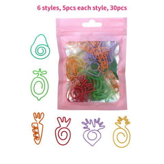 30pcs Vegetable & Fruit Shaped Paper Clips Bookmarks