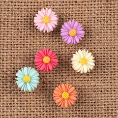30pcs Daisy Resin Flower Push Pins Colorful Decorative Office Supplies Random