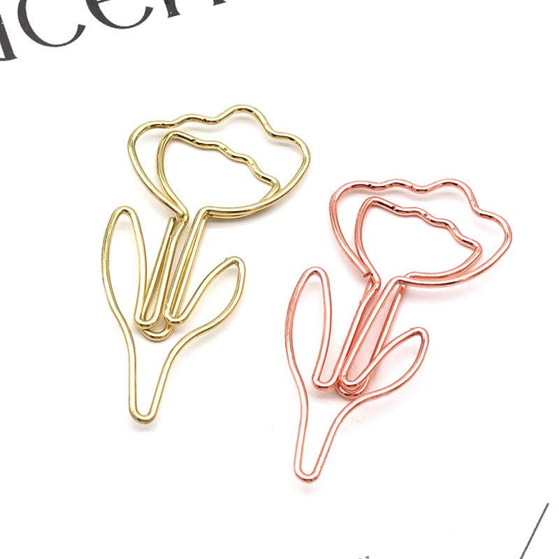 10pcs Metal Paper Clips Flower Mini Binder Clip Bookmark Book Binding