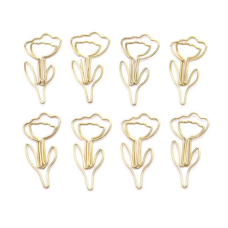 10pcs Metal Paper Clips Flower Mini Binder Clip Bookmark Book Binding