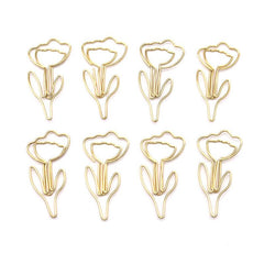 10pcs Metal Paper Clips Flower Mini Binder Clip Bookmark Book Binding
