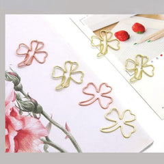 16pcs Metal Paper Clips Clover Bookmarks Mix Colors Office Notebook Accessor