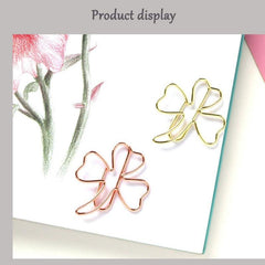 16pcs Metal Paper Clips Clover Bookmarks Mix Colors Office Notebook Accessor