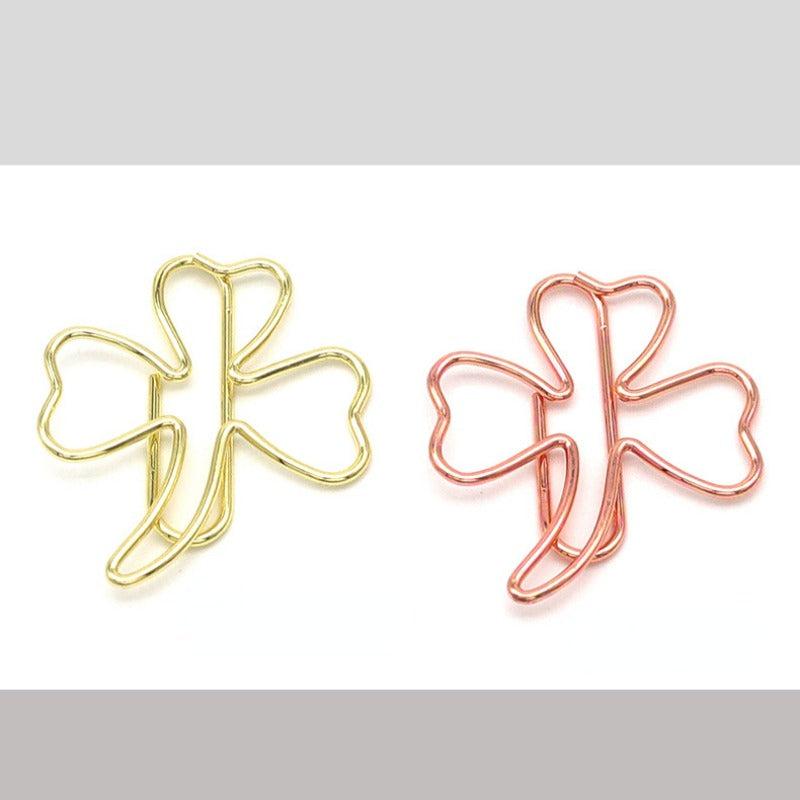 16pcs Metal Paper Clips Clover Bookmarks Mix Colors Office Notebook Accessor