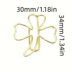 16pcs Metal Paper Clips Clover Bookmarks Mix Colors Office Notebook Accessor