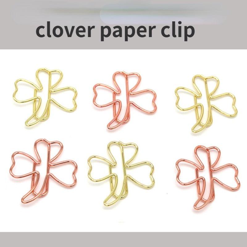 16pcs Metal Paper Clips Clover Bookmarks Mix Colors Office Notebook Accessor