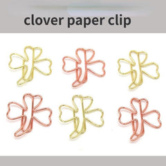 16pcs Metal Paper Clips Clover Bookmarks Mix Colors Office Notebook Accessor