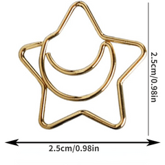 10 Pcs Star Moon Paper Clip Metal Paper Clamps Home Office Student Gift