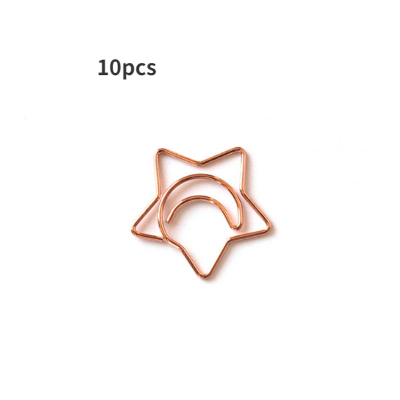 10 Pcs Star Moon Paper Clip Metal Paper Clamps Home Office Student Gift