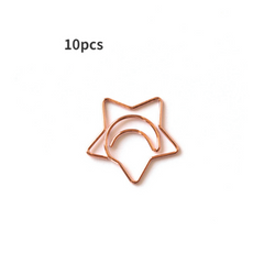 10 Pcs Star Moon Paper Clip Metal Paper Clamps Home Office Student Gift