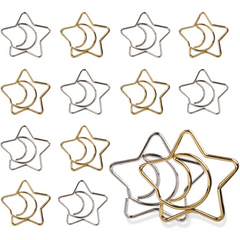 10 Pcs Star Moon Paper Clip Metal Paper Clamps Home Office Student Gift
