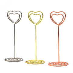 6pcs Heart Shaped Message Card Holder Wedding Desktop Ornaments