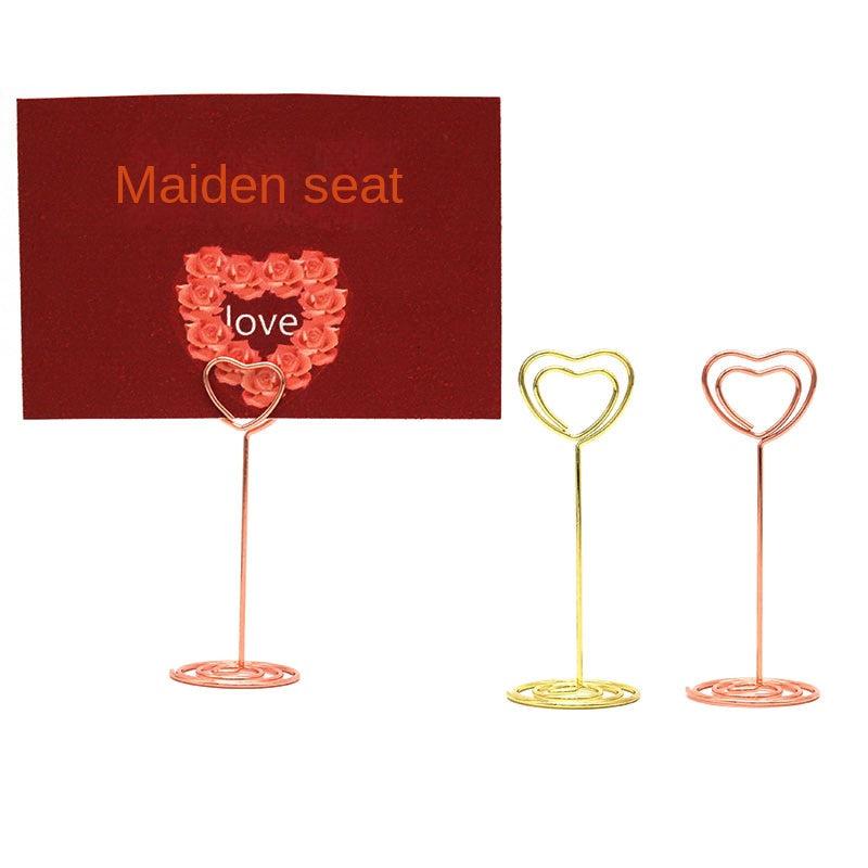 6pcs Heart Shaped Message Card Holder Wedding Desktop Ornaments