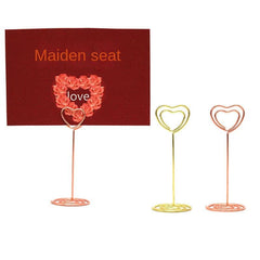 6pcs Heart Shaped Message Card Holder Wedding Desktop Ornaments