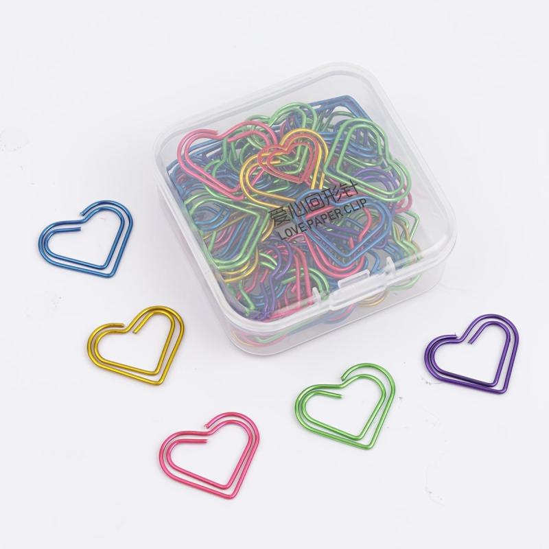 Colorful Heart Paper Clip 50pcs