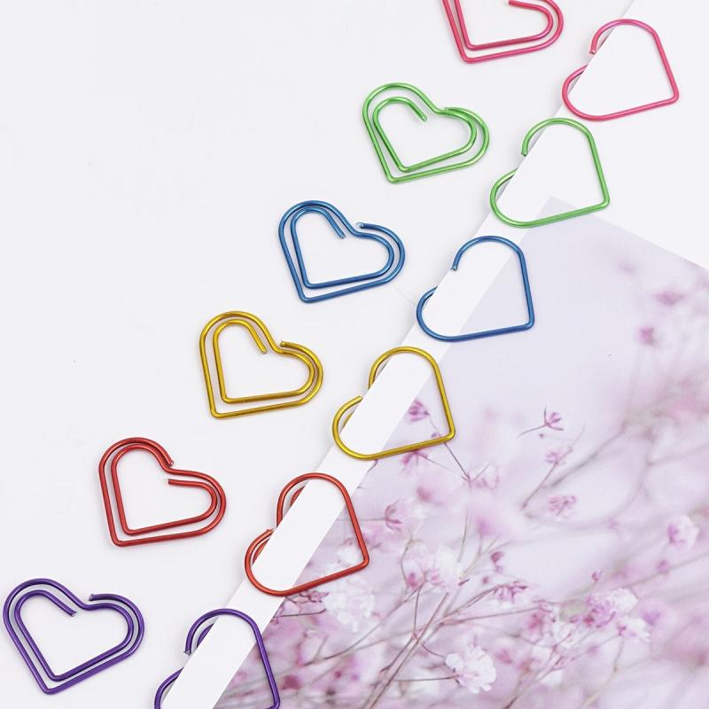 Colorful Heart Paper Clip 50pcs