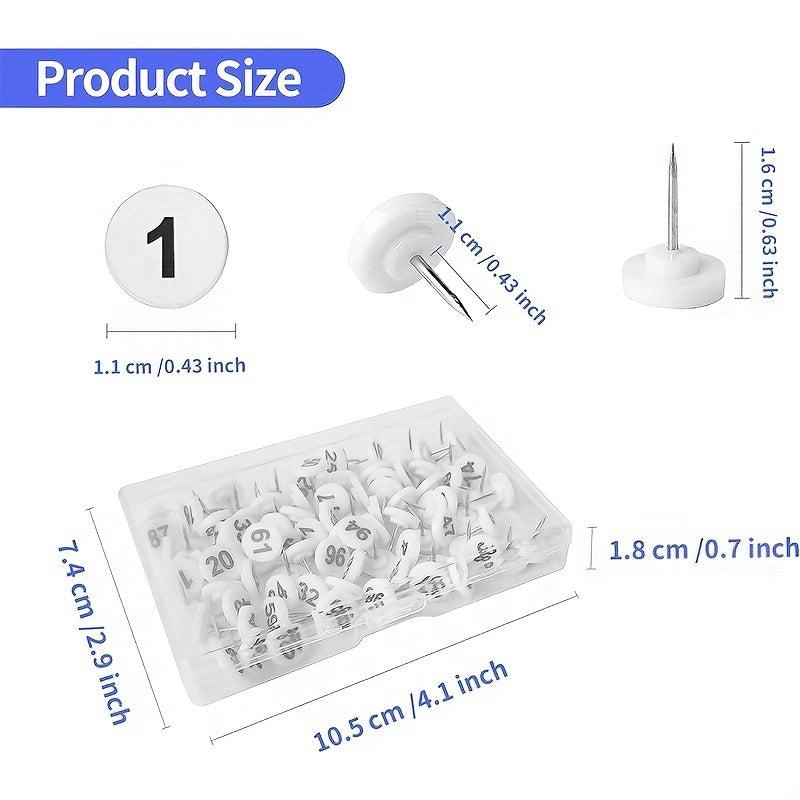 100pcs Number Push Pins Thumb Tacks For Cork Bulletin Boards