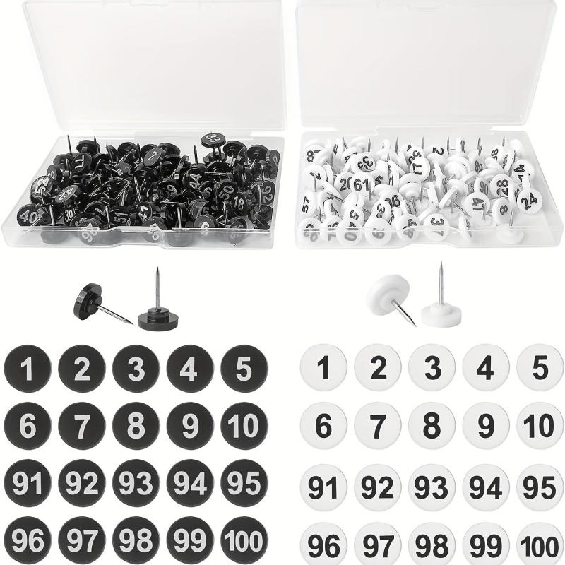 100pcs Number Push Pins Thumb Tacks For Cork Bulletin Boards