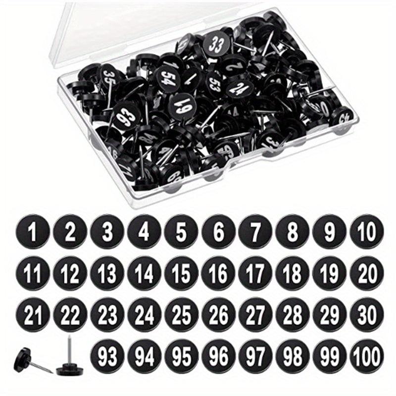 100pcs Number Push Pins Thumb Tacks For Cork Bulletin Boards