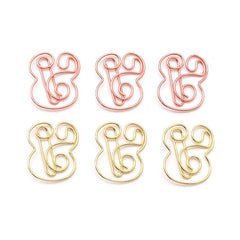 15pcs Cute Animal Paper Clip Set Golden Color Swing Needle