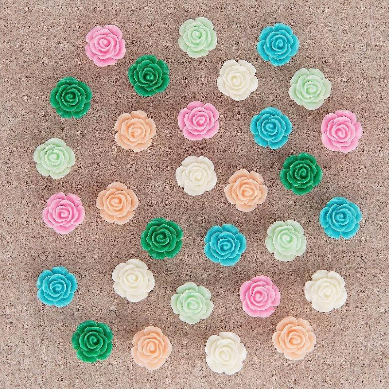 30pcs Decorative Push Pins 6 Colors Flower Pushpins with Case
