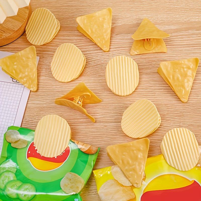 6pcs Potato Chip Shape Clip Data Storage Folder Food Bag Sealing Clip