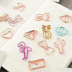 8PCS Hollow Curved Paper Clip Office Bookmark Test Paper Clip