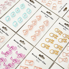8PCS Hollow Curved Paper Clip Office Bookmark Test Paper Clip
