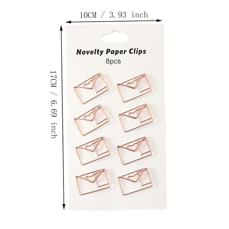 8PCS Hollow Curved Paper Clip Office Bookmark Test Paper Clip