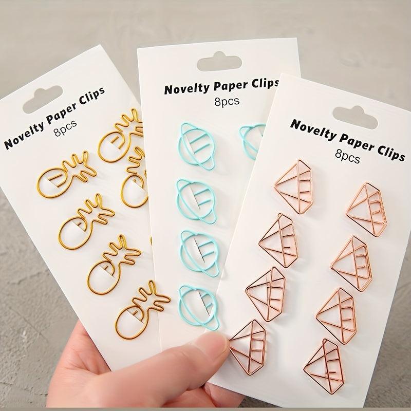 8PCS Hollow Curved Paper Clip Office Bookmark Test Paper Clip